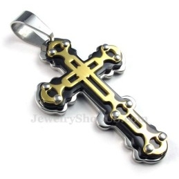 שרשרת תליון צלב שחור מזהב טיטניום (שרשרת חינם)