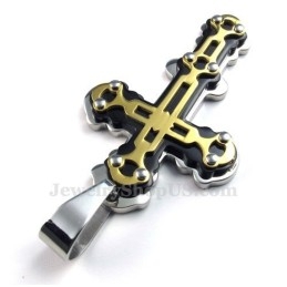 שרשרת תליון צלב שחור מזהב טיטניום (שרשרת חינם)