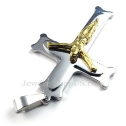 שרשרת תליון צלב כסף מטיטניום של ישו (שרשרת חינם)