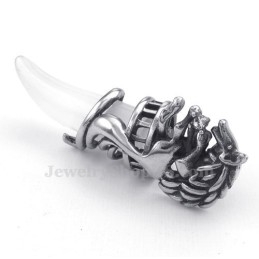 שרשרת תליון טיטניום משובחת בצורת ניב זאב (שרשרת חינם)