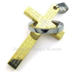 שרשרת תליון צלב זהב מטיטניום עם כתבי קודש (שרשרת חינם)