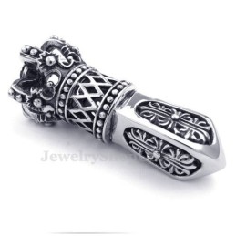 שרשרת תליון כתר אימפריאלי עם זירקון שחור מטיטניום (שרשרת חינם)