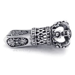 שרשרת תליון כתר אימפריאלי עם זירקון שחור מטיטניום (שרשרת חינם)