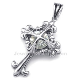 שרשרת תליון צלב פרחי טיטניום זירקון לבן (שרשרת חינם)