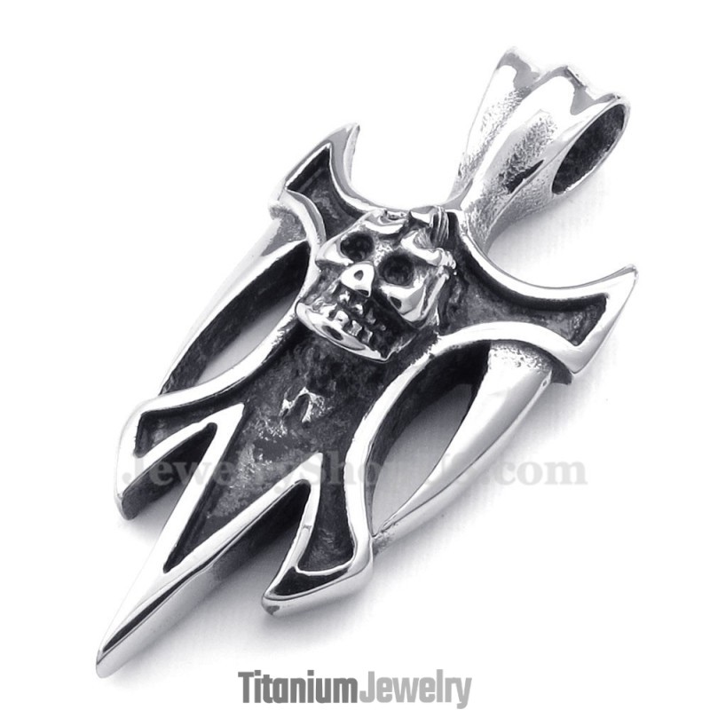 שרשרת תליון גולגולת טיטניום (שרשרת חינם)