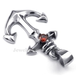 שרשרת תליון עוגנים מטיטניום זירקון אדום (שרשרת חינם)