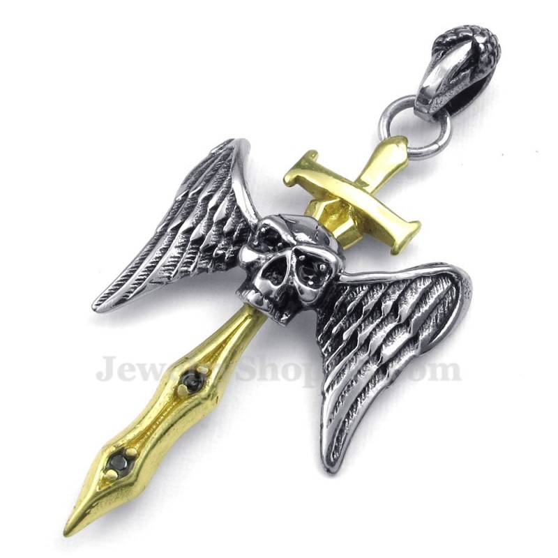 שרשרת תליון צלב גולגולת חרב טיטניום זהב (שרשרת חינם) שרשרת תליון צלב גולגולת חרב טיטניום זהב (שרשרת חינם)