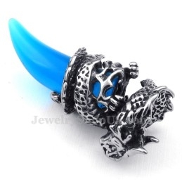 שרשרת תליון שן דרקון כחולה מטיטניום (שרשרת חינם)