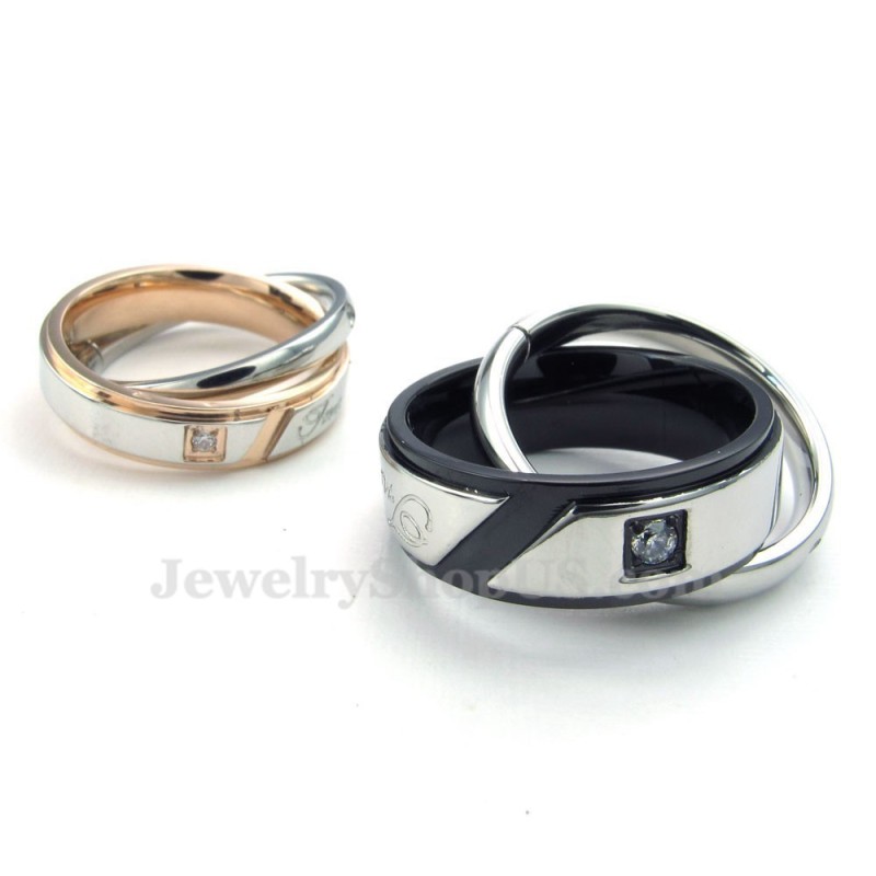 שרשרת תליון טיטניום מעגלים משתלבים לזוגות (שרשרת חינם) (זוג אחד)