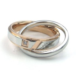 שרשרת תליון טיטניום מעגלים משתלבים לזוגות (שרשרת חינם) (זוג אחד)