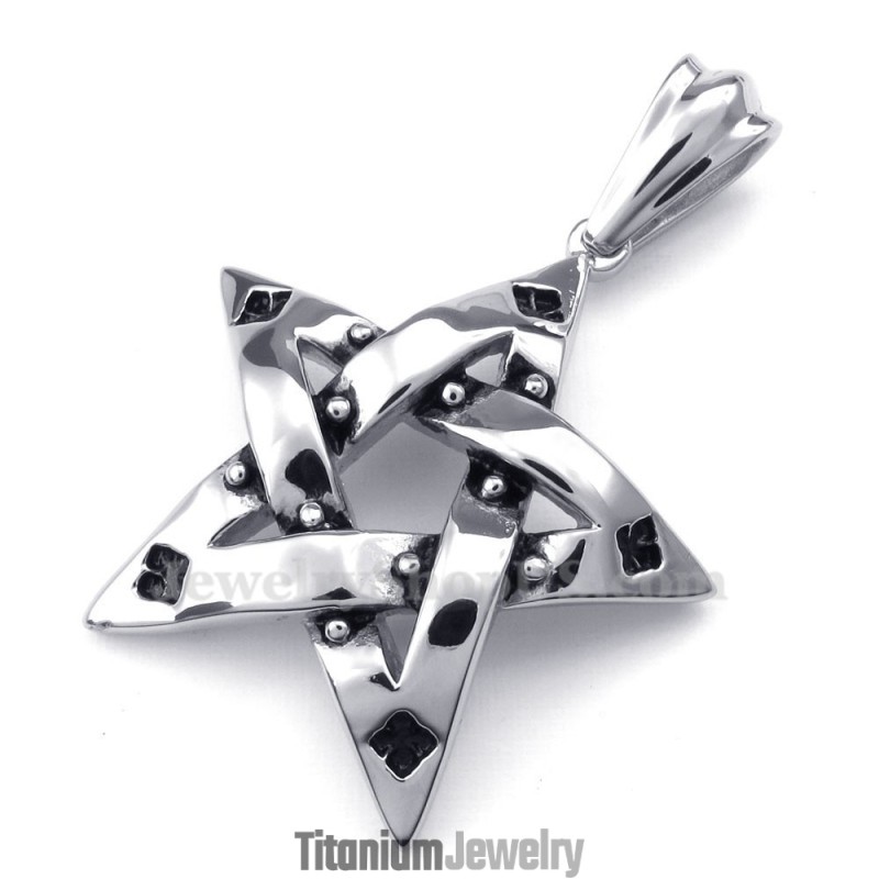 שרשרת תליון טיטניום עם נקודות וכוכב מחומש (שרשרת חינם) שרשרת תליון טיטניום עם נקודות וכוכב מחומש (שרשרת חינם)