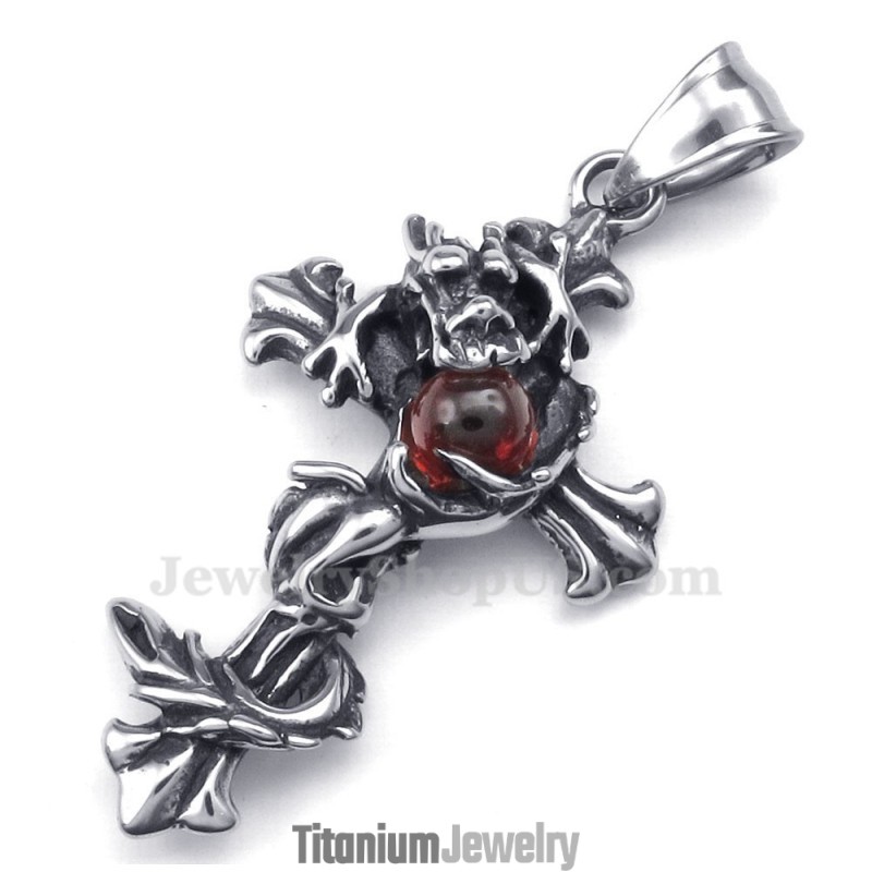שרשרת תליון צלב טיטניום עם חרוזי דרקון אדומים (שרשרת חינם) שרשרת תליון צלב טיטניום עם חרוזי דרקון אדומים (שרשרת חינם)