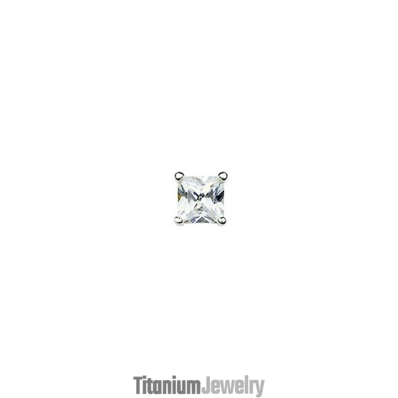 עגילי טיטניום מרובעים לבנים טהורים