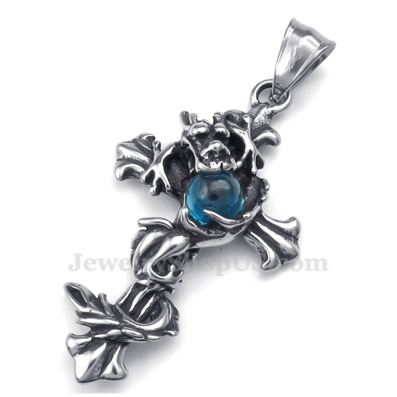 שרשרת תליון צלב טיטניום עם חרוזי דרקון כחולים (שרשרת חינם) שרשרת תליון צלב טיטניום עם חרוזי דרקון כחולים (שרשרת חינם)