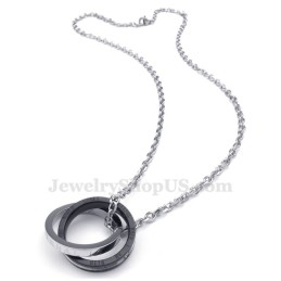 שרשרת תליון זוגית מעגלית משולבת מטיטניום (שרשרת חינם) (זוג אחד)