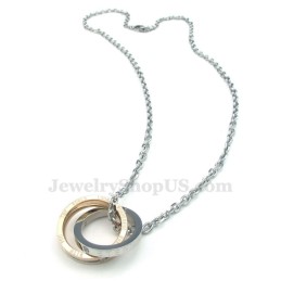 שרשרת תליון זוגית מעגלית משולבת מטיטניום (שרשרת חינם) (זוג אחד)