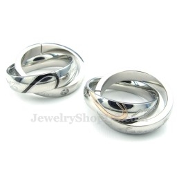שרשרת תליון טיטניום עיגולים משתלבים לזוגות (שרשרת חינם) (זוג אחד)