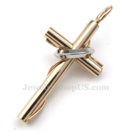 שרשרת תליון זוגית טבעות טיטניום צלב (שרשרת חינם) (זוג אחד)