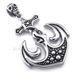 שרשרת תליון עוגן גולגולת מטיטניום (שרשרת חינם)