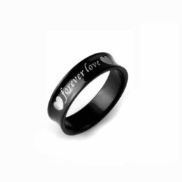 טבעת טיטניום שחורה לגברים בגודל 6 מ"מ של Forever Love