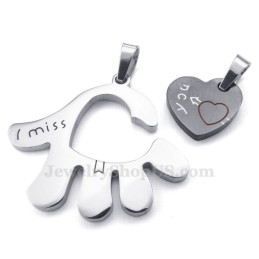 שרשרת תליון לבבות ידיים מטיטניום לזוגות (שרשרת חינם) (זוג אחד)