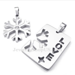 שרשרת תליון פתית שלג מכסף מטיטניום לזוגות (שרשרת חינם) (זוג אחד)