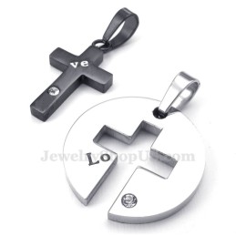 שרשרת תליון צלב שחור מטיטניום לזוגות (שרשרת חינם) (זוג אחד)