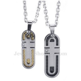 שרשרת תליון זוגית מטיטניום (שרשרת חינם) (זוג אחד)