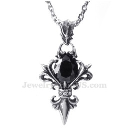 שרשרת תליון טיטניום זירקון שחור (שרשרת חינם)
