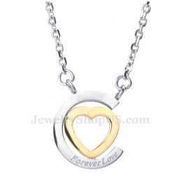 שרשרת תליון זוגית מטיטניום בצורת לבבות (שרשרת חינם) (זוג אחד)