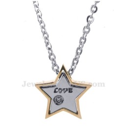 שרשרת תליון זוגית מטיטניום בצורת כוכב חמש קצוות (שרשרת חינם) (זוג אחד)