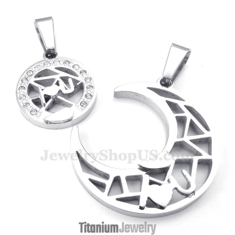 שרשרת תליון ירח וכוכבים לזוגות מכסף טיטניום (שרשרת חינם) (זוג אחד) שרשרת תליון ירח וכוכבים לזוגות מכסף טיטניום (שרשרת חינם) (זוג אחד)