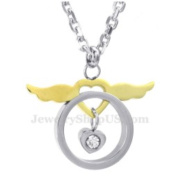 שרשרת תליון לבבות כנפי טיטניום אופנתית לזוגות (שרשרת חינם) (זוג אחד)