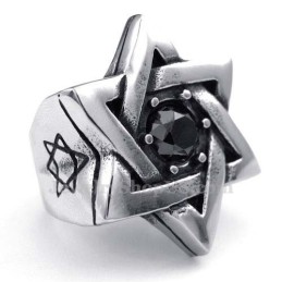 טבעת טיטניום לאקי סטאר עם זירקון שחור