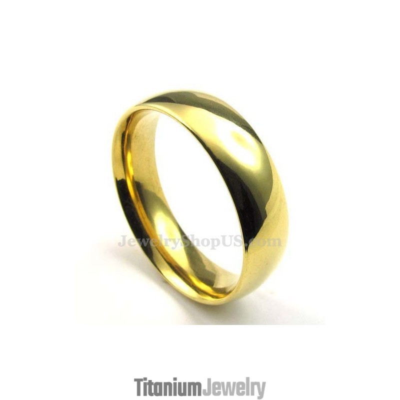 טבעת טיטניום עגולה מזהב 6 מ"מ