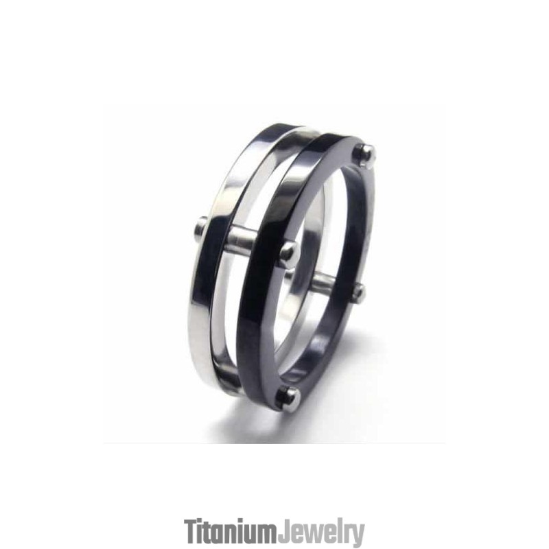טבעת טיטניום לגברים בגודל Two Circles בגודל 6 מ"מ טבעת טיטניום לגברים בגודל Two Circles בגודל 6 מ"מ