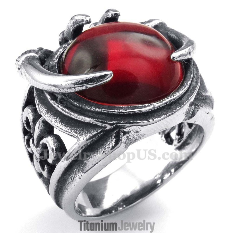 טבעת טיטניום עם זירקון אדום