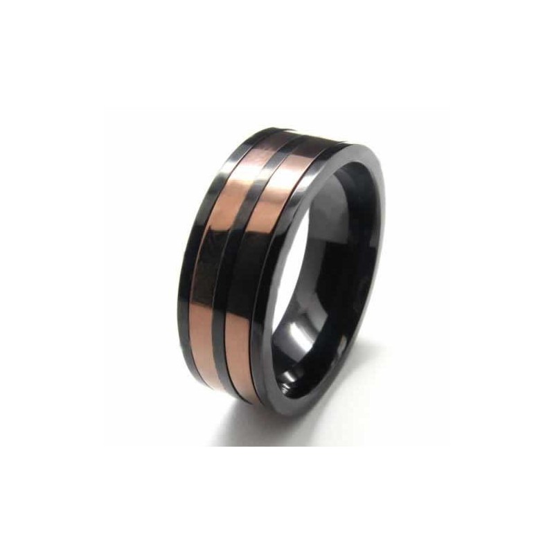 טבעת טיטניום משובצת שני עיגולים באורך 8 מ"מ