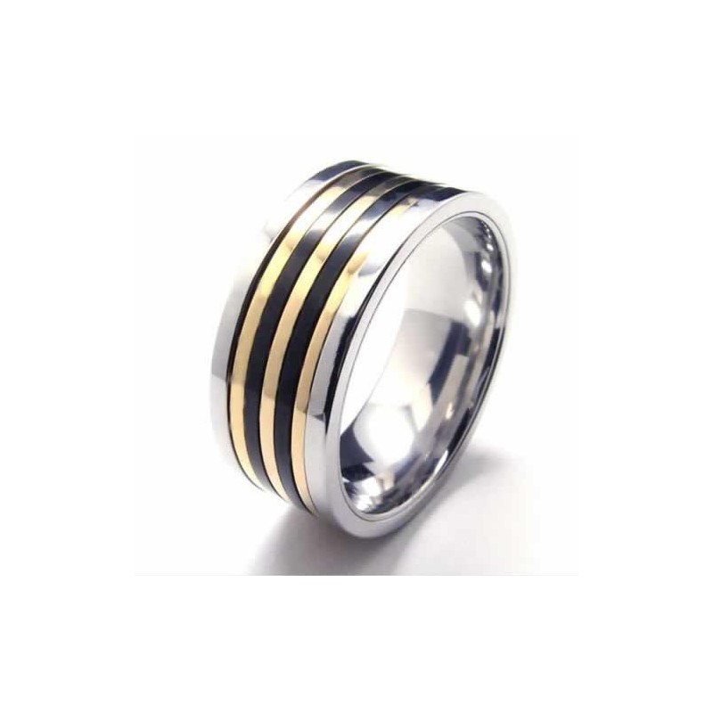 טבעת טיטניום וזהב משובצת 9 מ"מ