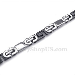 צמיד טיטניום לגברים עם דוגמת פיתול יווני שחור