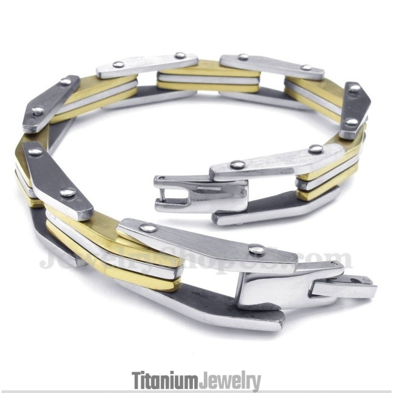 צמיד טיטניום זהב לגברים