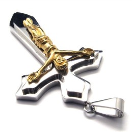 תליון צלב טיטניום דו-שכבתי (זהוב)