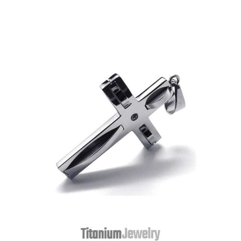 תליון טיטניום צלב גלים אופנתי