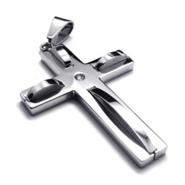 תליון טיטניום צלב גלים אופנתי