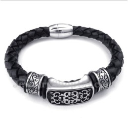 צמיד עור טיטניום לגברים