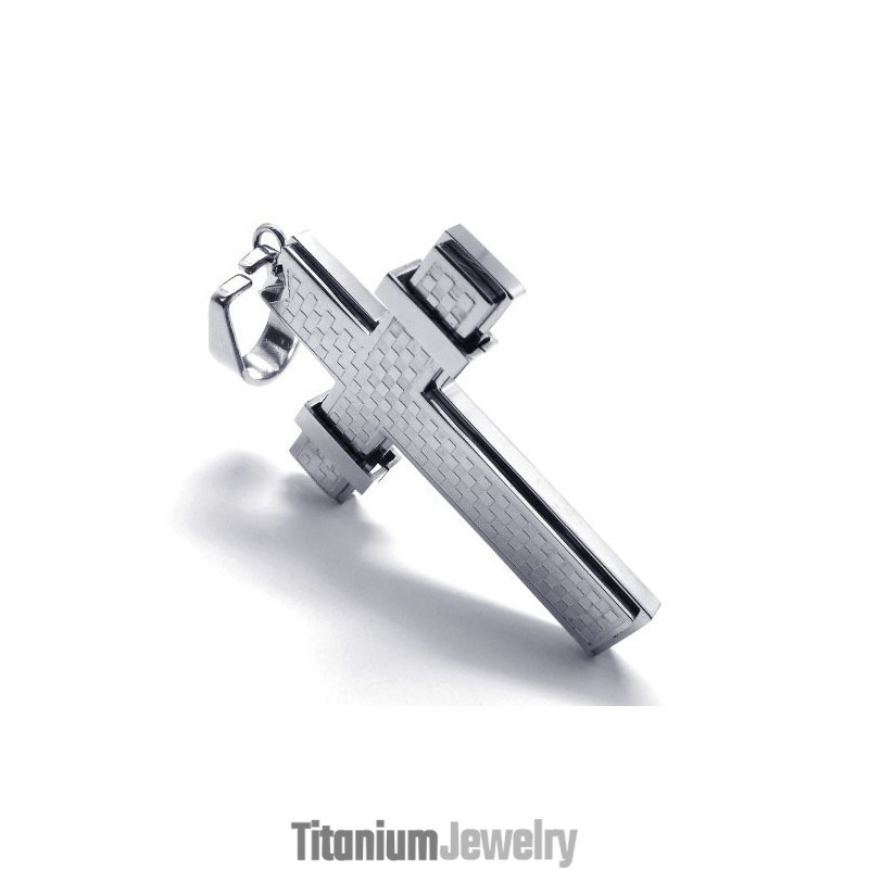 תליון טיטניום צלב אופנתי (כסף)