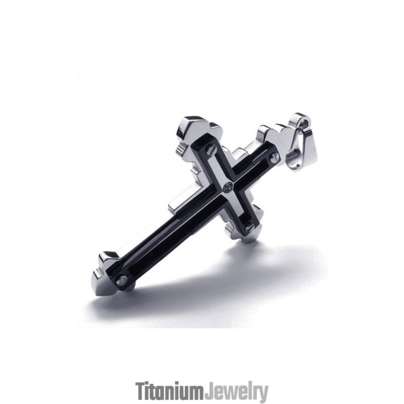 תליון טיטניום צלב אופנתי (שחור)