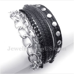 צמיד עור טיטניום לגברים