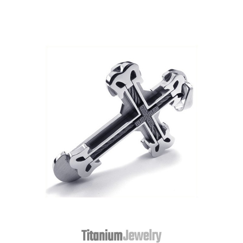 תליון טיטניום ספורטיבי בצורת צלב (שחור)