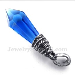 תליון קריסטל כחול טיטניום לגברים עם פריזמה משושה ושרשרת חופשית